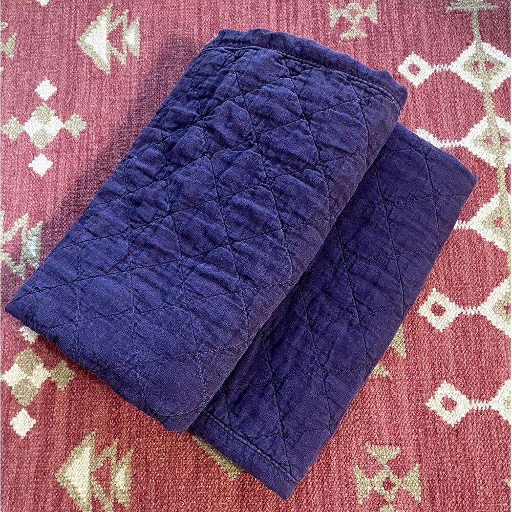 Restoration Hardware Set of 2 Quilted Linen Euro Pillow Shams STD 26x26 Purple